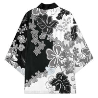Gray Scale Hibiscus Plumeria Floral Kimono LT01 - Polynesian Pride