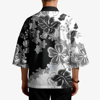 Gray Scale Hibiscus Plumeria Floral Kimono LT01 - Polynesian Pride