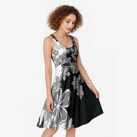 Gray Scale Hibiscus Plumeria Floral Midi Dress - Polynesian Pride
