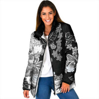 Gray Scale Hibiscus Plumeria Floral Padded Jacket LT01 - Polynesian Pride