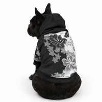 Gray Scale Hibiscus Plumeria Floral Pet Hoodie