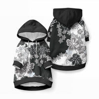 Gray Scale Hibiscus Plumeria Floral Pet Hoodie