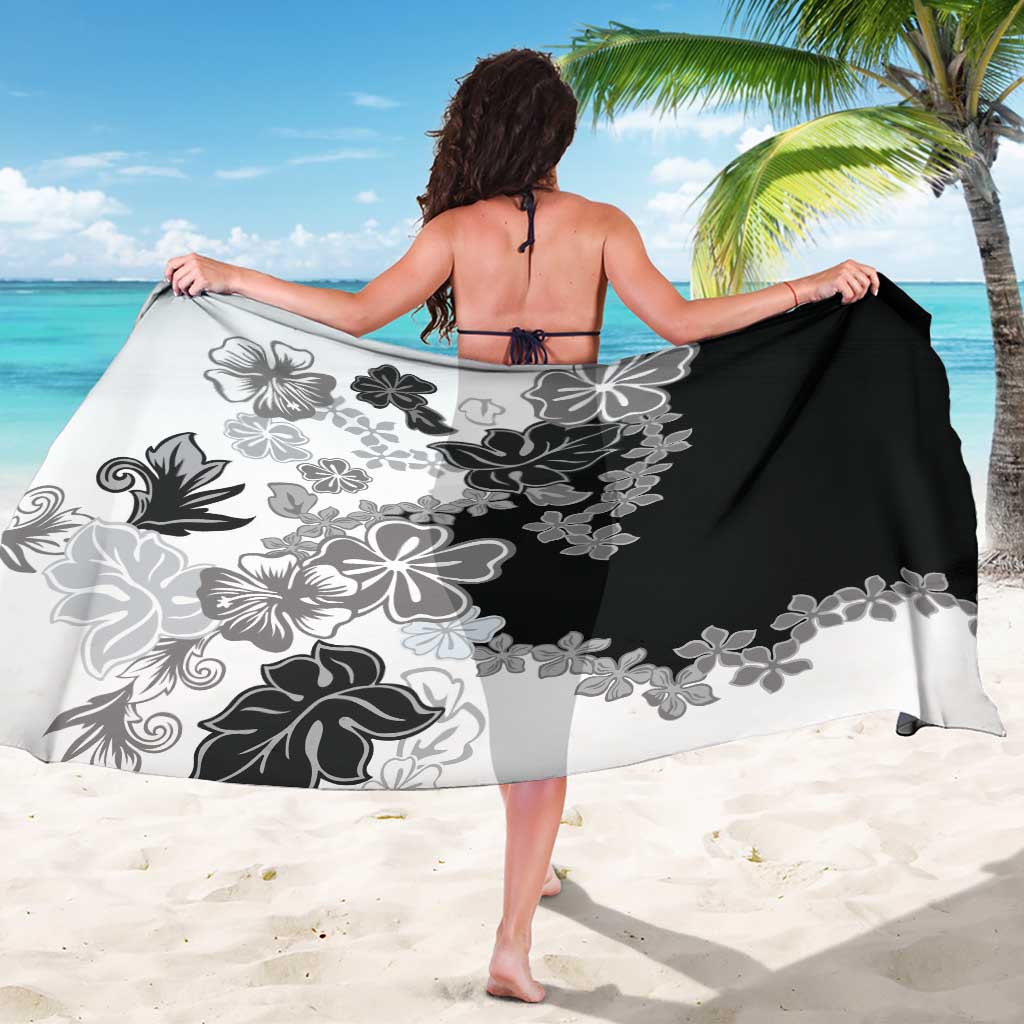 Gray Scale Hibiscus Plumeria Floral Sarong LT01 - Polynesian Pride