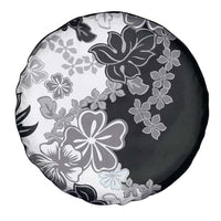 Gray Scale Hibiscus Plumeria Floral Spare Tire Cover - Polynesian Pride