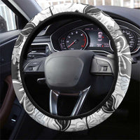 Gray Scale Hibiscus Plumeria Floral Steering Wheel Cover - Polynesian Pride