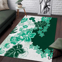 Green Hibiscus Plumeria Floral Area Rug LT01 Green - Polynesian Pride