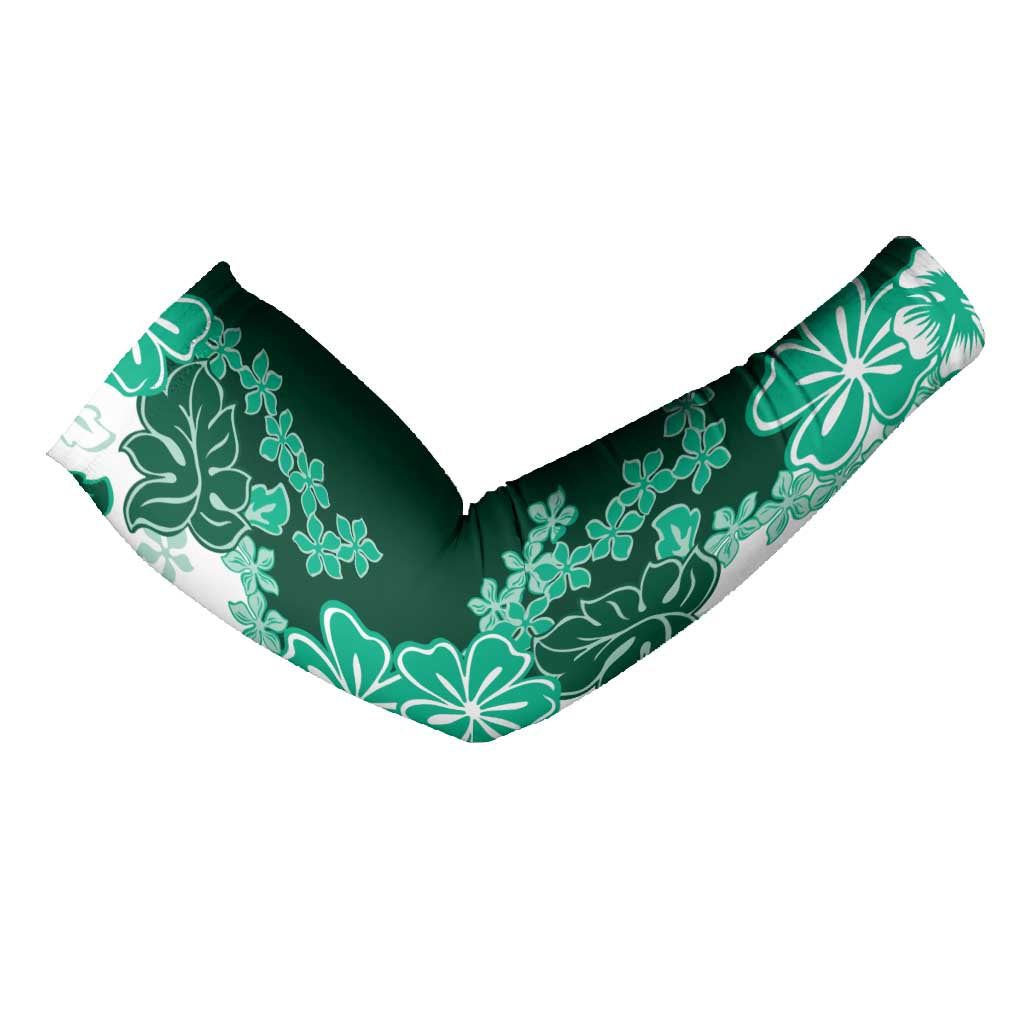 Green Hibiscus Plumeria Floral Arm Sleeves - Polynesian Pride