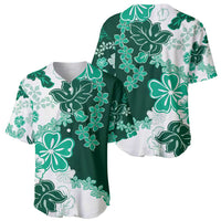 Green Hibiscus Plumeria Floral Baseball Jersey - Polynesian Pride