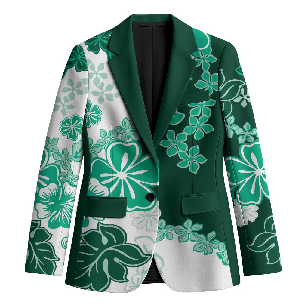 Green Hibiscus Plumeria Floral Blazer LT01 Unisex Green - Polynesian Pride