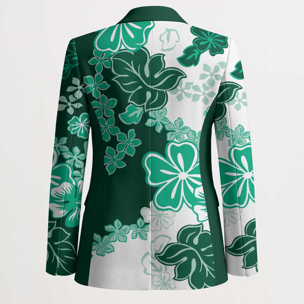 Green Hibiscus Plumeria Floral Blazer LT01 - Polynesian Pride