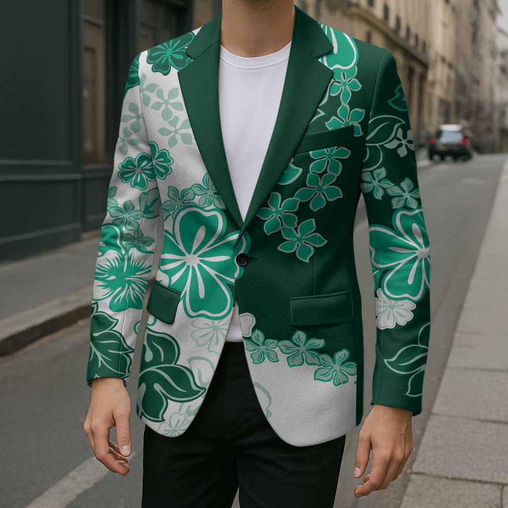 Green Hibiscus Plumeria Floral Blazer LT01 - Polynesian Pride