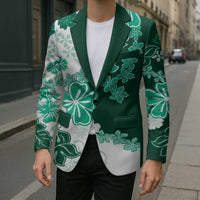 Green Hibiscus Plumeria Floral Blazer LT01 - Polynesian Pride