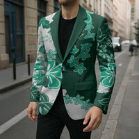 Green Hibiscus Plumeria Floral Blazer LT01 - Polynesian Pride