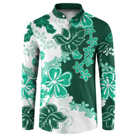 Green Hibiscus Plumeria Floral Button Sweatshirt - Polynesian Pride