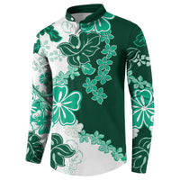 Green Hibiscus Plumeria Floral Button Sweatshirt - Polynesian Pride