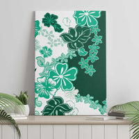 Green Hibiscus Plumeria Floral Canvas Wall Art - Polynesian Pride
