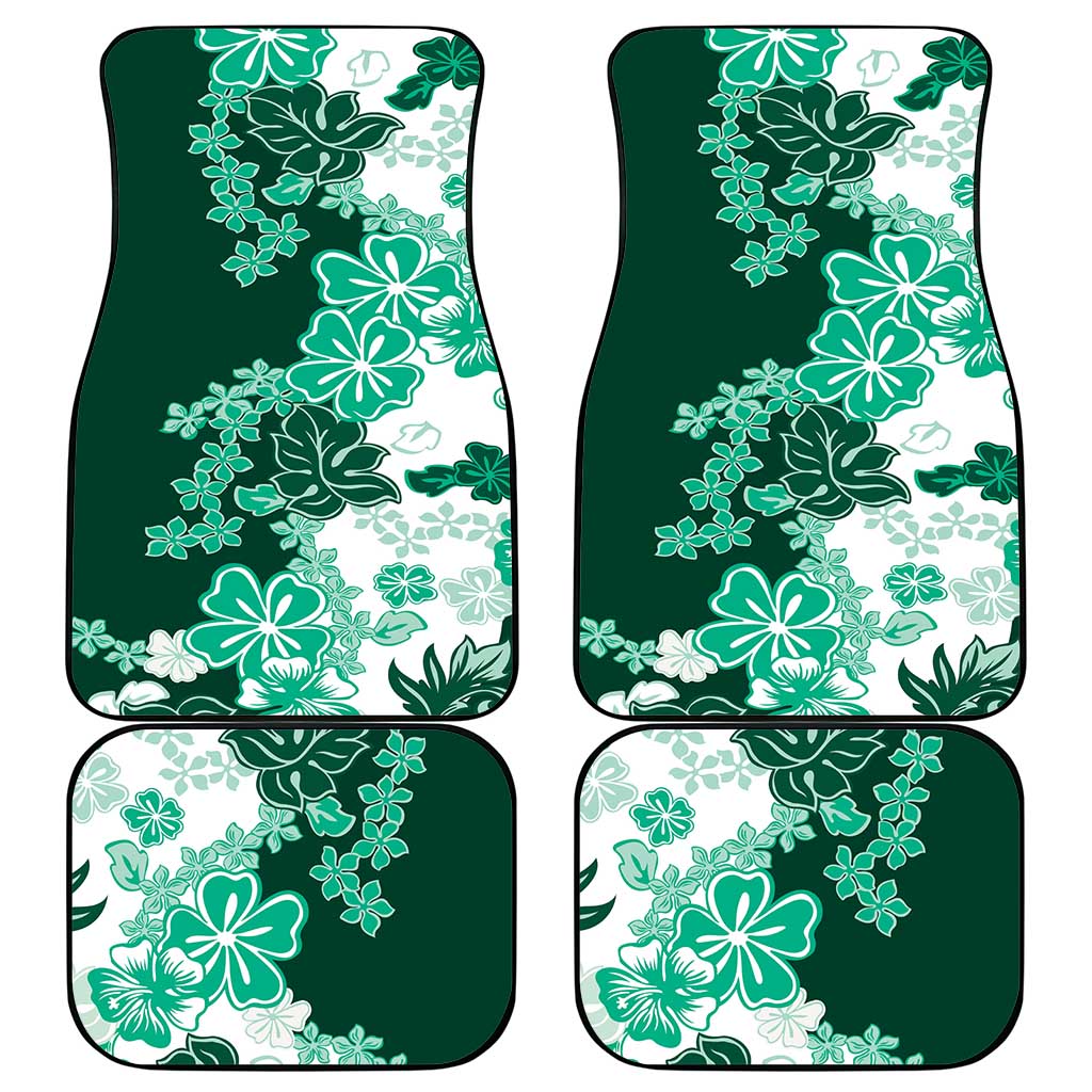 Green Hibiscus Plumeria Floral Car Mats LT01 - Polynesian Pride