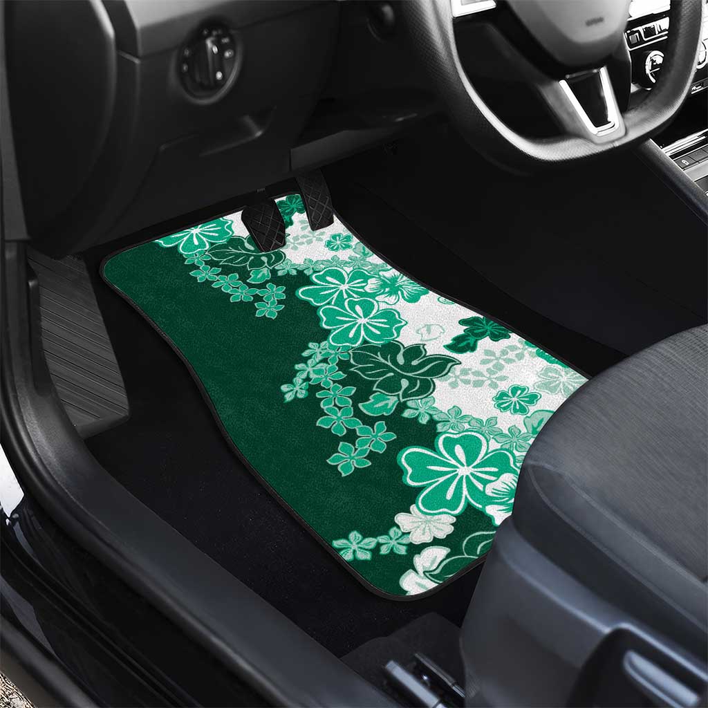 Green Hibiscus Plumeria Floral Car Mats LT01 - Polynesian Pride