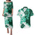 Green Hibiscus Plumeria Floral Couples Matching Puletasi and Hawaiian Shirt - Polynesian Pride