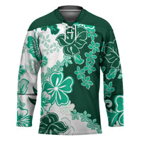 Green Hibiscus Plumeria Floral Hockey Jersey - Polynesian Pride