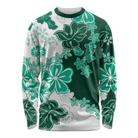 Green Hibiscus Plumeria Floral Long Sleeve Shirt - Polynesian Pride
