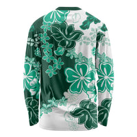 Green Hibiscus Plumeria Floral Long Sleeve Shirt - Polynesian Pride