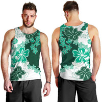 Green Hibiscus Plumeria Floral Men Tank Top - Polynesian Pride