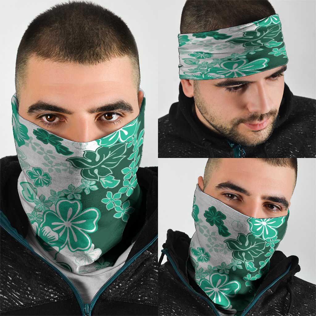 Green Hibiscus Plumeria Floral Neck Gaiter LT01