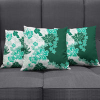 Green Hibiscus Plumeria Floral Pillow Cover - Polynesian Pride