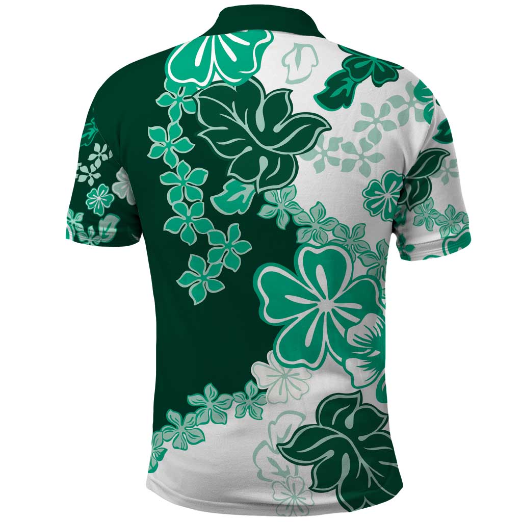 Green Hibiscus Plumeria Floral Polo Shirt - Polynesian Pride