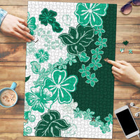 Green Hibiscus Plumeria Floral Puzzle LT01 Green - Polynesian Pride