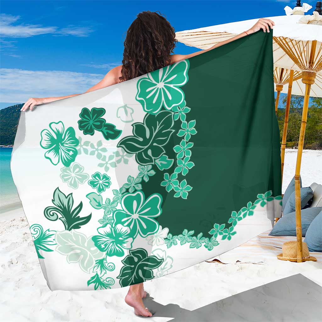 Green Hibiscus Plumeria Floral Sarong LT01 One Size 44 x 66 inches Green - Polynesian Pride
