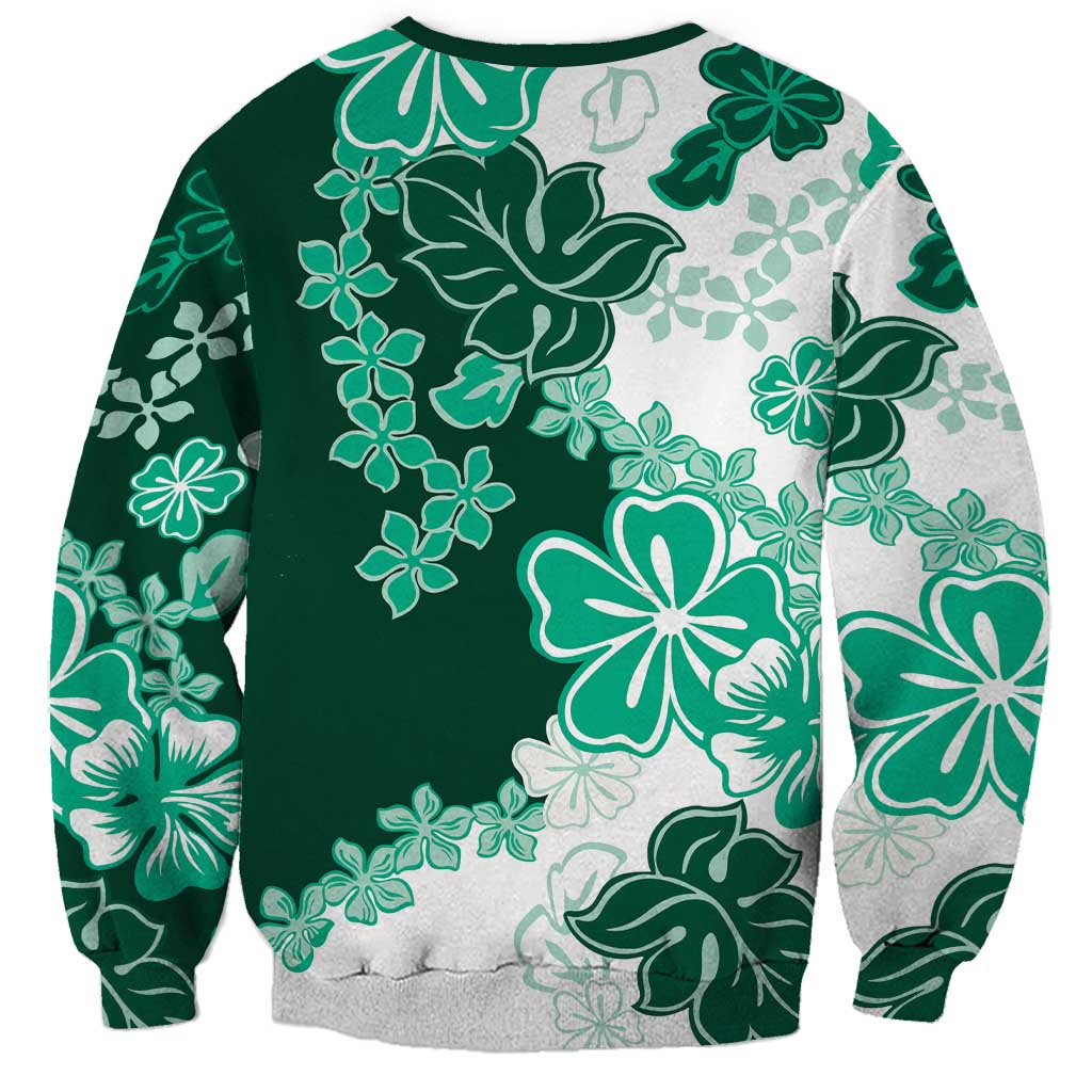 Green Hibiscus Plumeria Floral Sweatshirt - Polynesian Pride