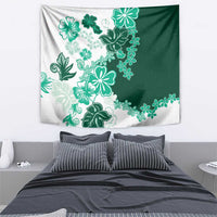 Green Hibiscus Plumeria Floral Tapestry - Polynesian Pride