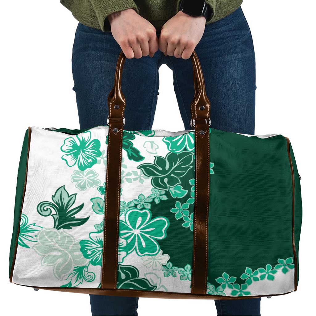 Green Hibiscus Plumeria Floral Travel Bag - Polynesian Pride