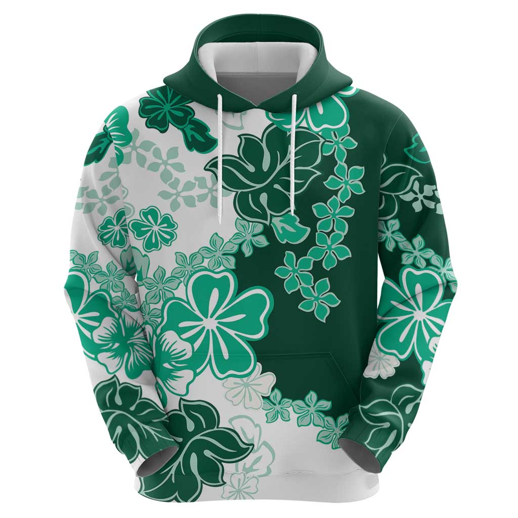 Green Hibiscus Plumeria Floral Zip Hoodie - Polynesian Pride