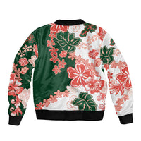 Green Orange Hibiscus Plumeria Floral Bomber Jacket LT01 - Polynesian Pride