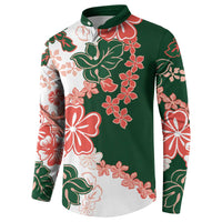 Green Orange Hibiscus Plumeria Floral Button Sweatshirt - Polynesian Pride