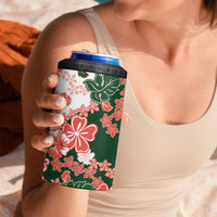 Green Orange Hibiscus Plumeria Floral 4 in 1 Can Cooler Tumbler - Polynesian Pride