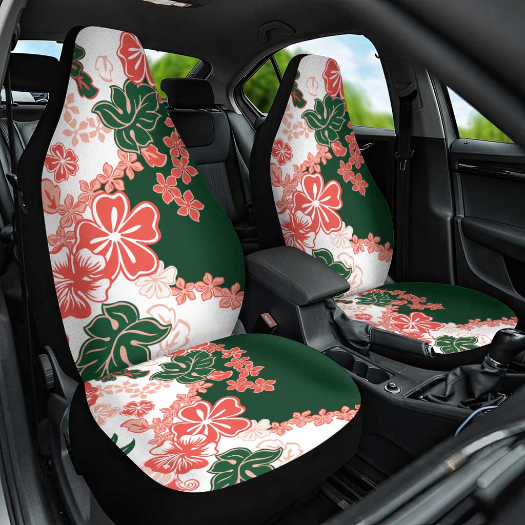 Green Orange Hibiscus Plumeria Floral Car Seat Cover - Polynesian Pride