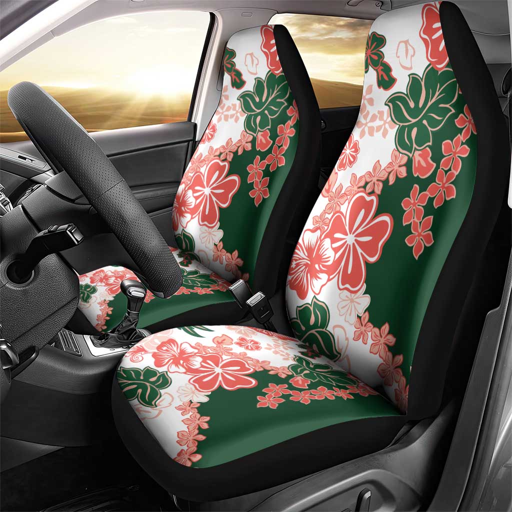 Green Orange Hibiscus Plumeria Floral Car Seat Cover - Polynesian Pride