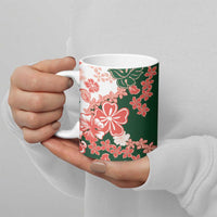 Green Orange Hibiscus Plumeria Floral Ceramic Mug - Polynesian Pride