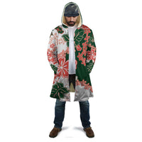 Green Orange Hibiscus Plumeria Floral Cloak - Polynesian Pride