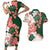 Green Orange Hibiscus Plumeria Floral Couples Matching Short Sleeve Bodycon Dress and Hawaiian Shirt - Polynesian Pride