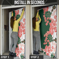 Green Orange Hibiscus Plumeria Floral Door Cover - Polynesian Pride