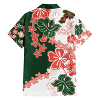 Green Orange Hibiscus Plumeria Floral Family Matching Puletasi and Hawaiian Shirt LT01 - Polynesian Pride