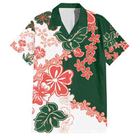 Green Orange Hibiscus Plumeria Floral Family Matching Summer Maxi Dress and Hawaiian Shirt LT01 Dad's Shirt - Short Sleeve Orange - Polynesian Pride