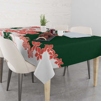 Green Orange Hibiscus Plumeria Floral Tablecloth - Polynesian Pride