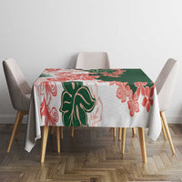 Green Orange Hibiscus Plumeria Floral Tablecloth - Polynesian Pride