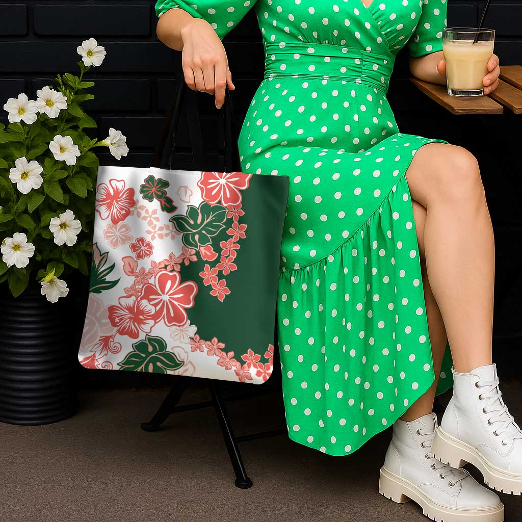 Green Orange Hibiscus Plumeria Floral Tote Bag LT01 - Polynesian Pride